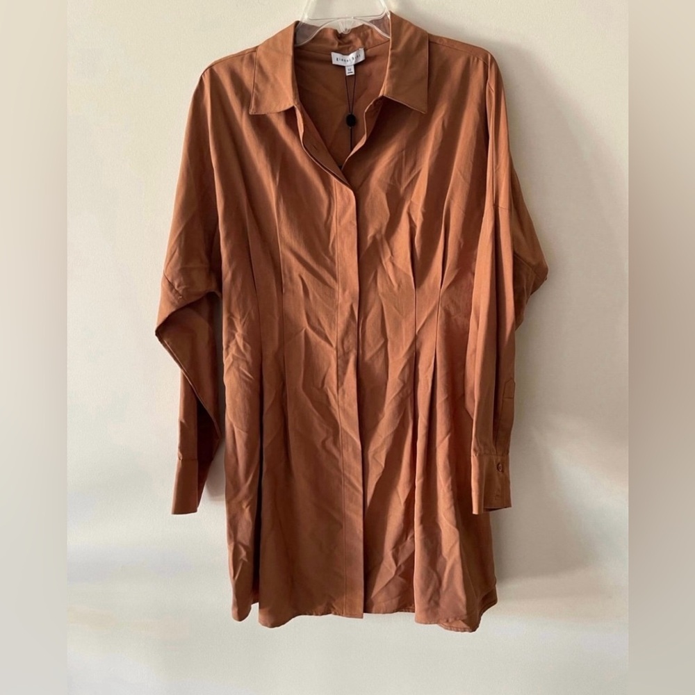 Gianni Bini Women’s Long Sleeve Button Down Mini Collar Shirt Dress